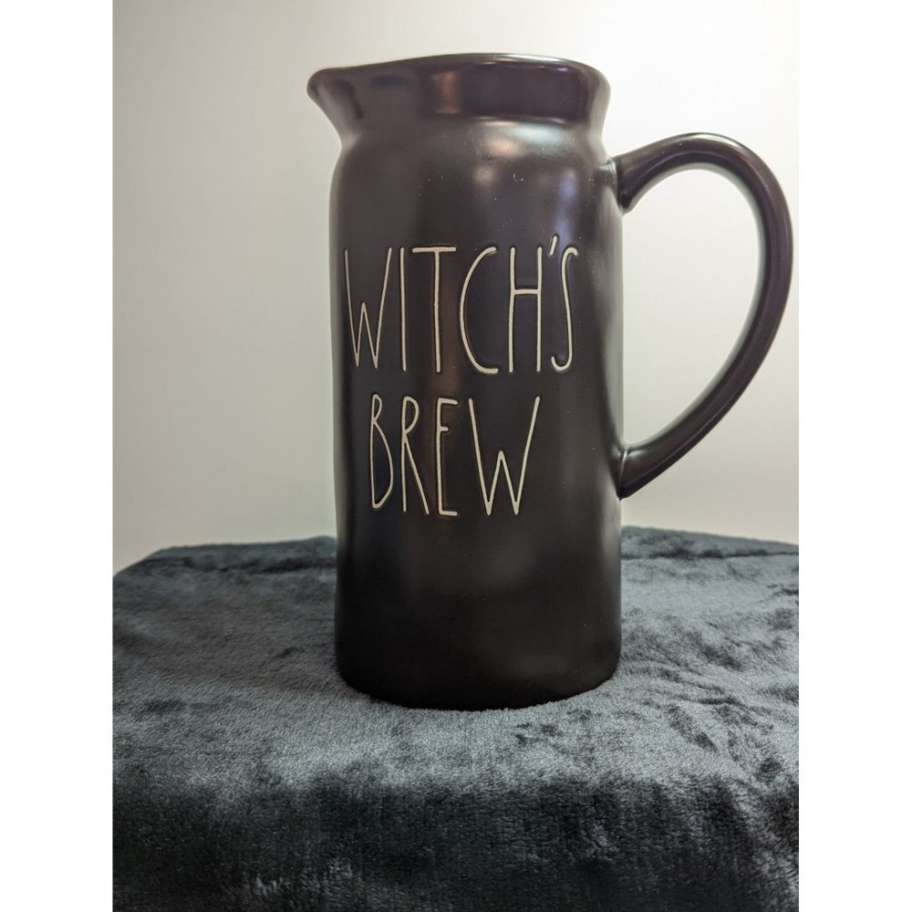 Rae Dunn NEW Halloween Spooky “WITCH’S BREW” Black Ceramic Pitcher with Recipe o